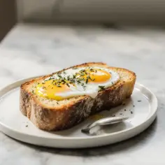 Jajko sadzone na grzance z ziołami, proste i pyszne danie z airfryer. Idealne na szybkie śniadanie.